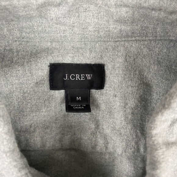 J. Crew Shirt Men Medium Gray Flannel Leather Elbow Patches - Picture 3 of 11